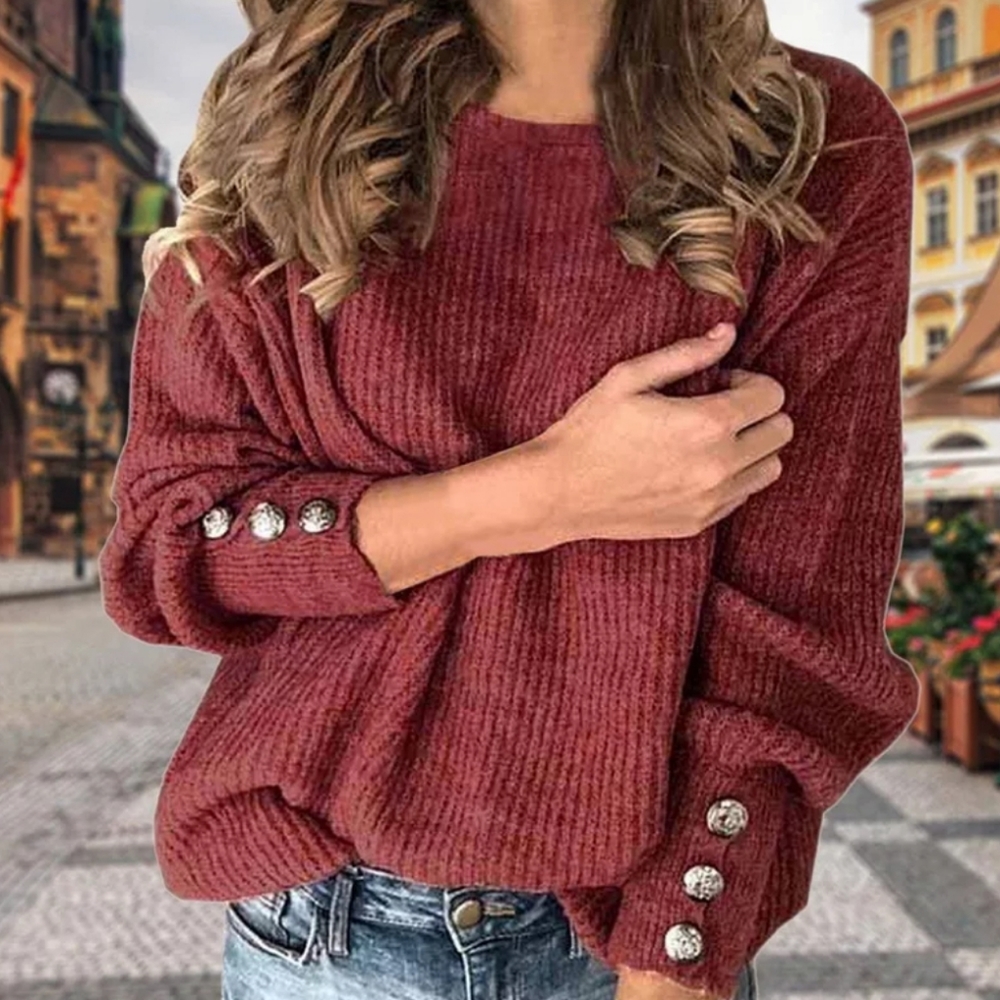 KNITTED WOMENS BURGUNDY SWEATER